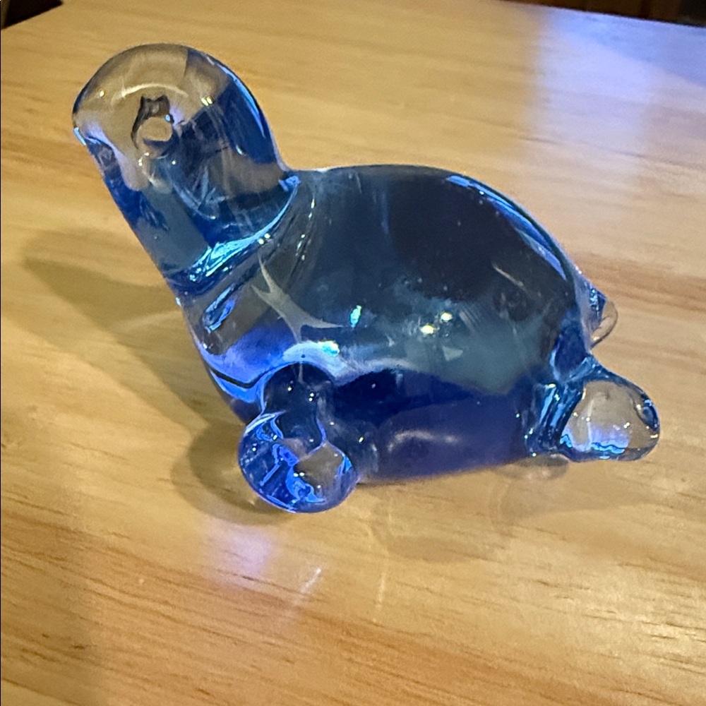 Blue Glass Turtle Figurine